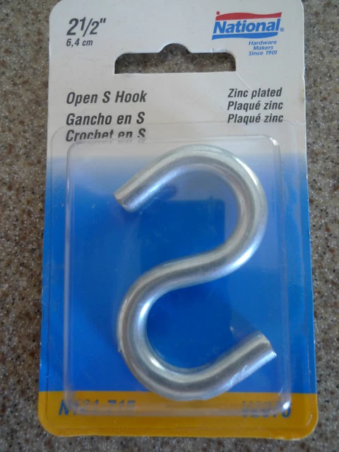 NEW National Hardware Zinc Plated 2-1/2" Open S Hook N121-715 V2076