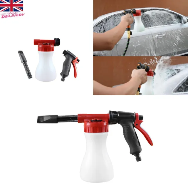 900ML Snow Foam Car Wash Spray Gun Lance Uses Hose Pipe Multifunctional & Bottle