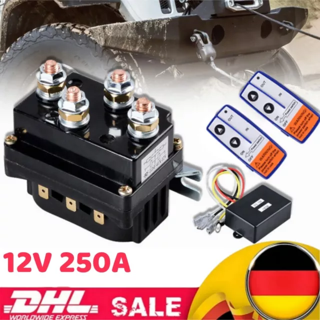 250A 12V Winde Solenoid Relais Schütz Fernsteuerung Kit Für 2000lbs-5000lbs DHL