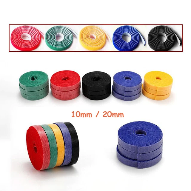 Hook And Loop Cable Ties Reusable Double Sided Straps Width 10mm 20mm Mulitcolor