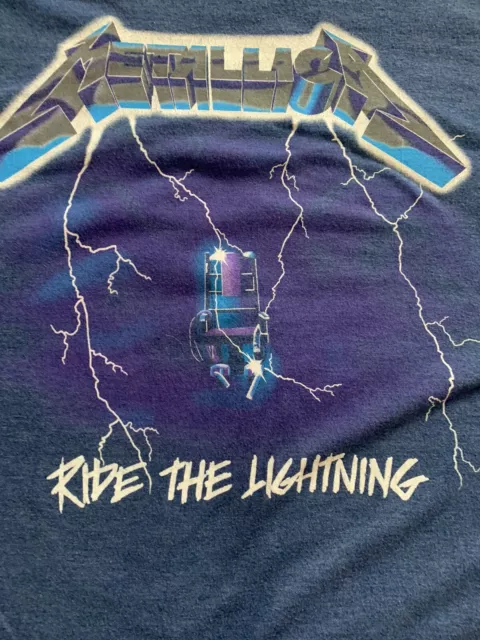 Metallica Ride The Lightning Vintage Blue T Shirt XL