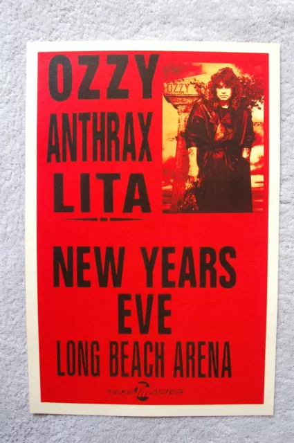 Ozzy Osbourne Concert Tour poster 1989 with Anthrax and Lita Long Beach Arena__