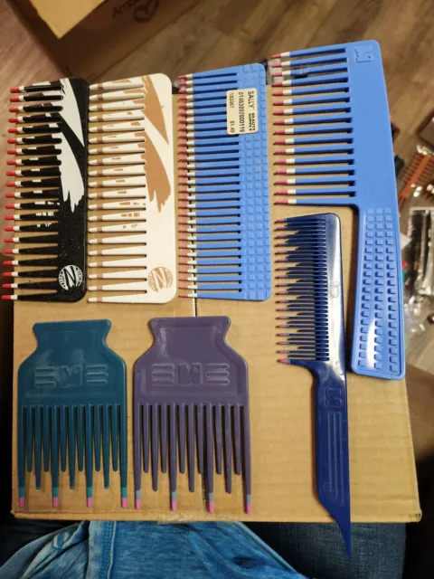 Lot of 7 MEBCO Styling Combs & Hair Picks
