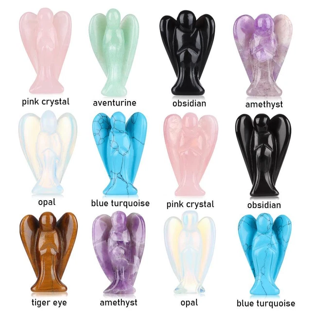 Natural Crystal Statue Guardian Angel Figurines Reiki Chakra Healing Stone