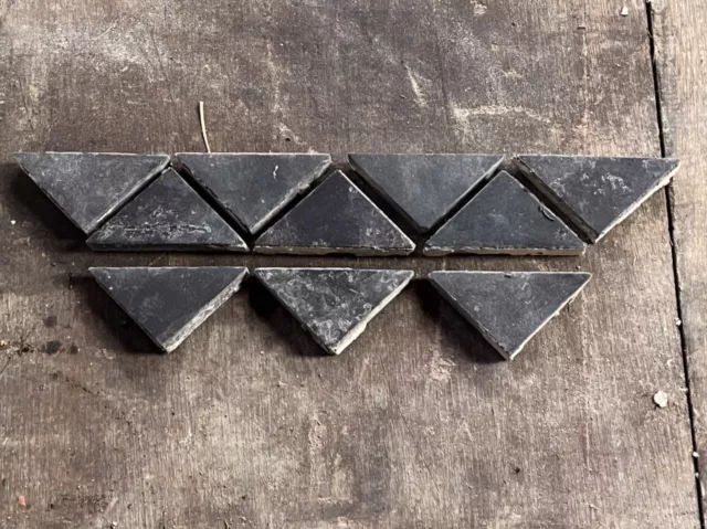 Antique Victorian Maw & Co 2” Black triangle Encaustic Floor Tiles Reclaimed