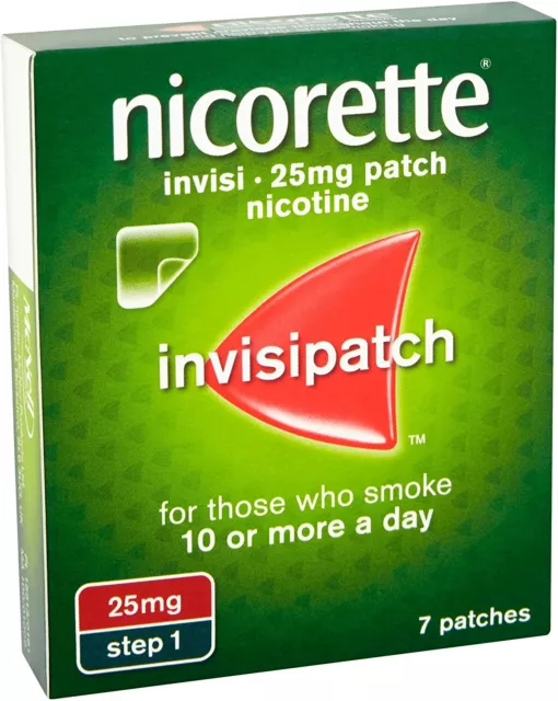 Nicorette Invisipatch Step 1 25mg 7x Nicotine Patches New