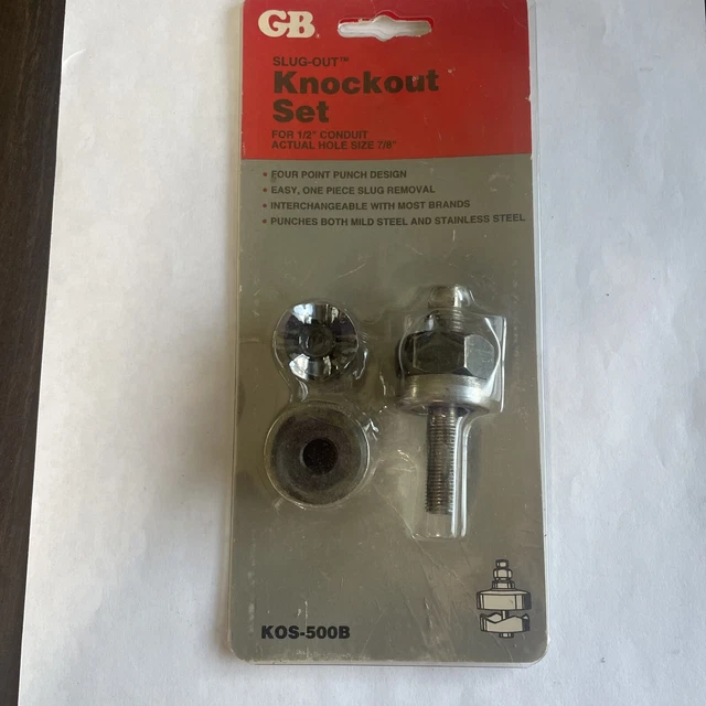 Gardner Bender Slug-Out  1/2 In Stainless Steel Knockout Punch Set Used KOS-500B