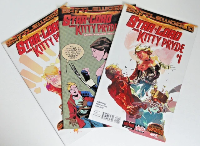 Marvel SECRET WARS STAR LORD KITTY PRYDE COMPLETE SET 1-3 BATTLEWORLDS VFNM 2015