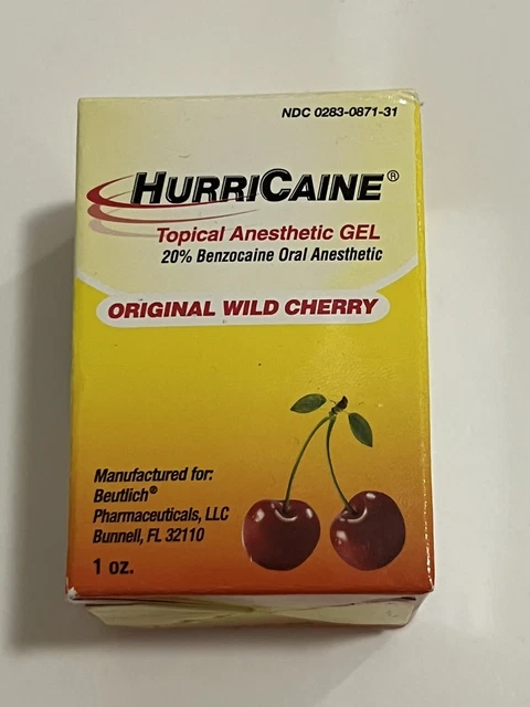 HurriCaine Topical Anesthetic Gel - Original Wild Cherry  - 28.4g 1oz. (Each)