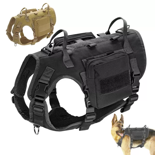 Taktisches Hundegeschirr Molle Militär Brustgeschirr Mit Griff Schwarz Braun M/L