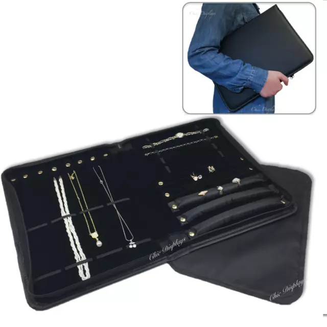 Jewelry Case Salesman Jewelry Display Portfolio Black Jewelry Folder Travel Case