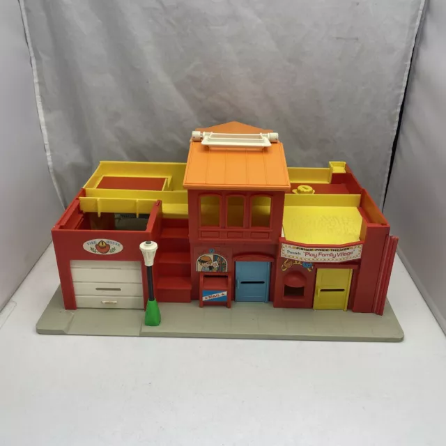 1973 Vintage Fisher Price Little People Play Family Village Main Street Town