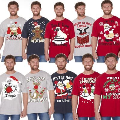 Mens Christmas Novelty Print T Shirt Explicit Top Funny Rude Joke Xmas Gift