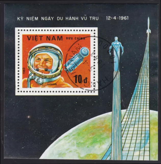 Vietnam Block N°3 Entwertet Bf Weltraum Gagarin, 1983 1281 Space Blatt VFU