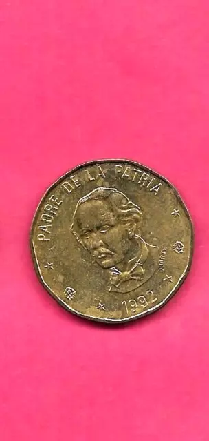 Dominican Republic Km80.2 1992 Old Unc-Uncirculated Mint Large Peso Coin