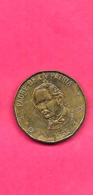 Dominican Republic Km80.2 1992 Old Unc-Uncirculated Mint Large Peso Coin