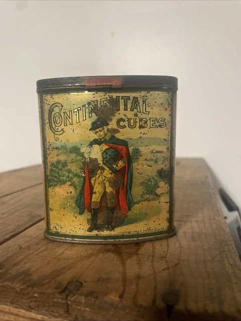 continental cubes tobacco tin ANTIQUE CONTINENTAL CUBES Tobacco Tin Can $228.00