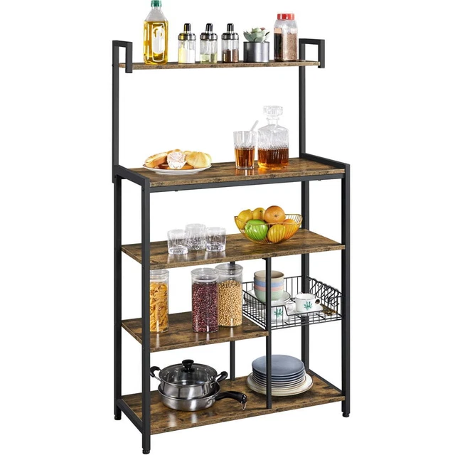 SmileMart Industrial Baker’s Rack Utility Storage Shelf for Kitchen Rustic Brown