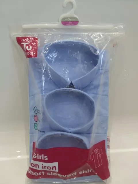 TU Girl's School Short Sleeved Blue Shirts x 3 ( age 5 Yrs ) Height 110cm
