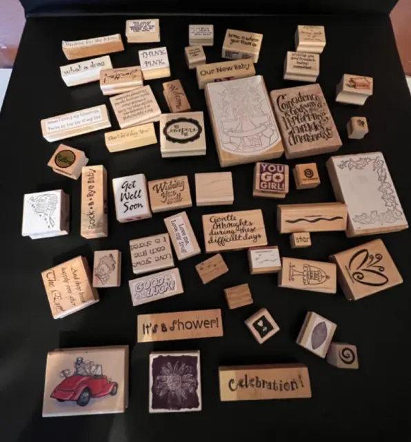 Lot of Rubber Stamps Over 40 Stamps Mixed Topics