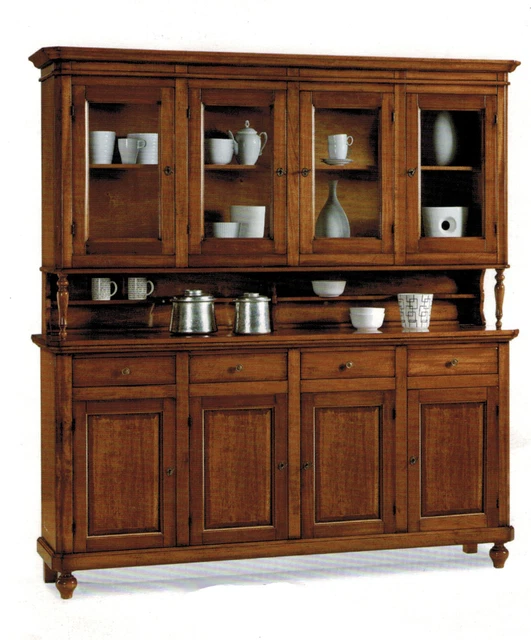 CREDENZA NAPOLETANA ARTE povera legno massello, cristalliera, mobile