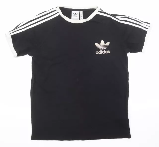 Adidas Herren Schwarz Baumwolle T-Shirt Größe M Rundausschnitt