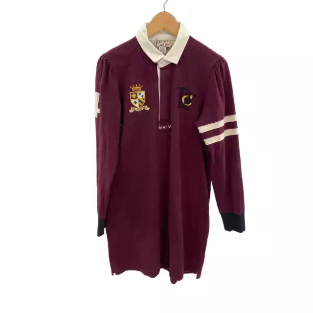 Rugby Ralph Lauren Polo Shirt Dress Womens Large Burgundy Red Cotton Vintage