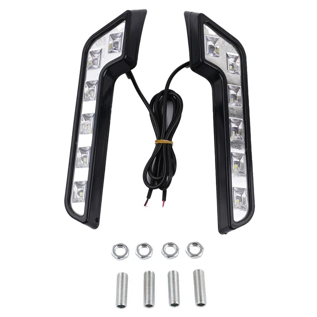 Car L Shaped 6-LED Daytime Running Lights Front Grille Mount Driving Fog Lamps