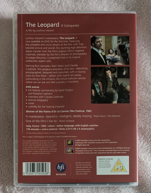 THE LEOPARD (1963) UK DVD w/ LEAFLET ITALIAN FILM BFI BURT LANCASTER ...