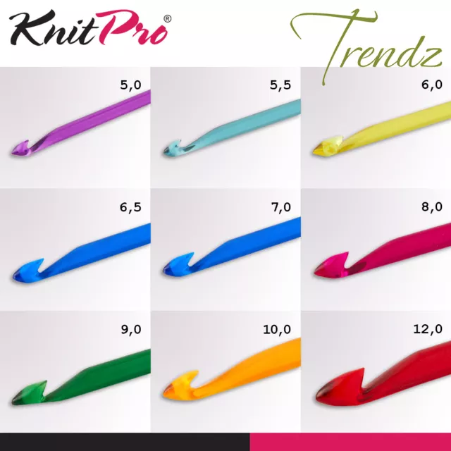 KnitPro Trendz Austauschbare Tunesische Häkelnadel Acryl stylisch 9 Größen