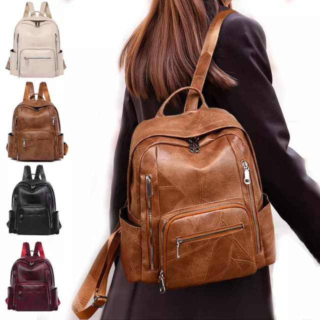 Vintage Women Ladies Soft Leather Casual Rucksack Shoulder Bag Backpack New