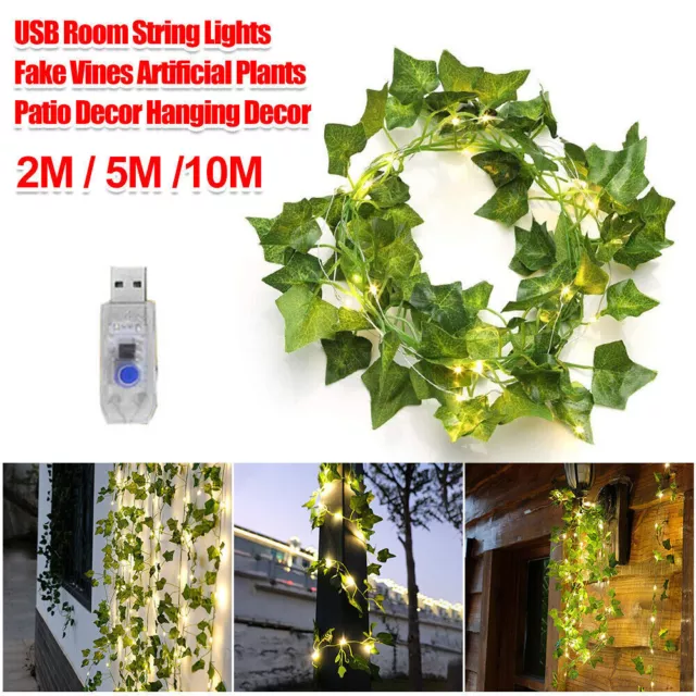 USB Artificial Vine Light Ivy String Lights Fake Creeper Green Leaf Light Decor