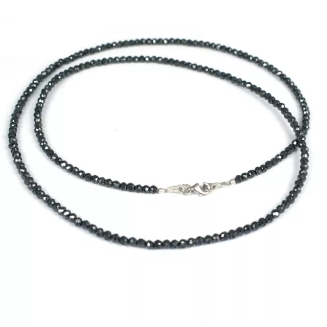 Certified 3mm Certified Black Diamond Necklace, excellent Cut & Luster !