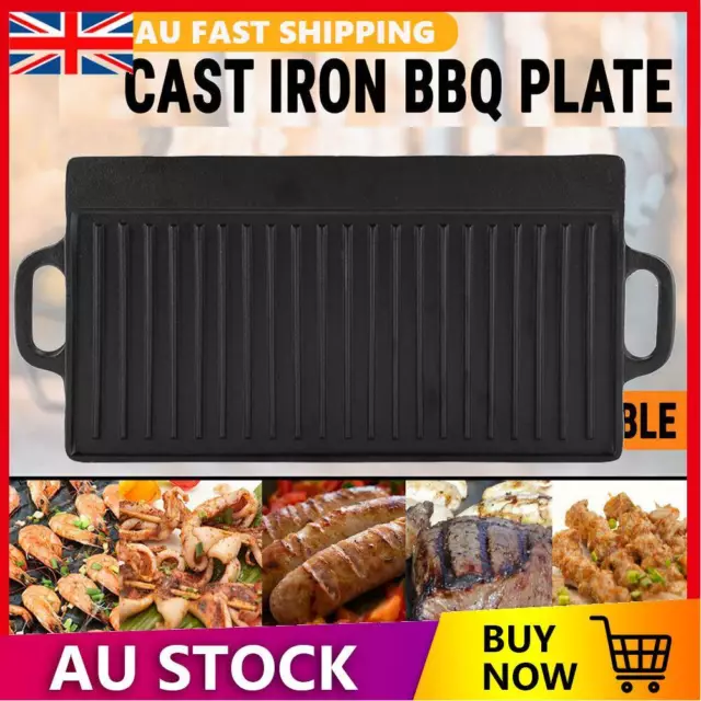 Pans Non-Stick Aluminium BBQ Griddle Plate Grill Pan Reversible Hob Cooking Tray