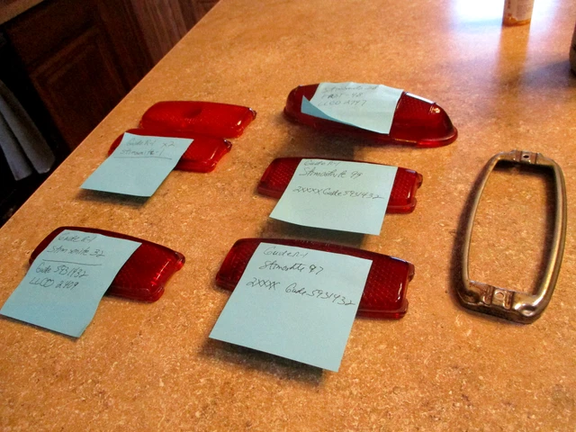Misc. lot of glass 1940's Chevrolet Ford FRSt-48 Stimsonite guide taillights