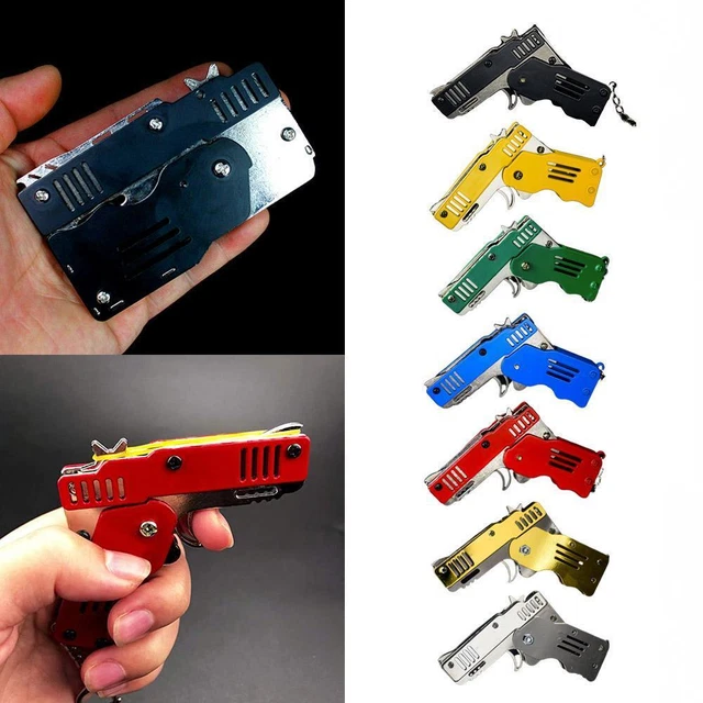 Schuss mit Schlüsselbund Gummiband 100 Gummibandpistole Folding Metal