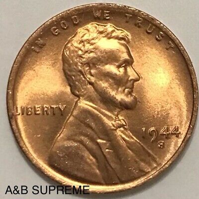 1944 S Lincoln Wheat Cent Bronze Penny Bu Uncirculated