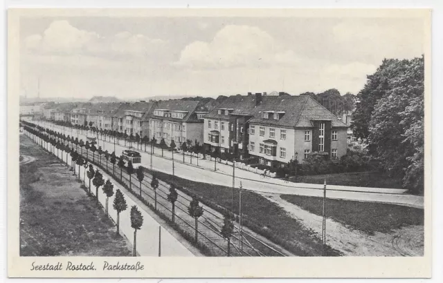 AK Seestadt Rostock Hansaviertel um 1930 - Die Parkstraße mit Straßenbahn