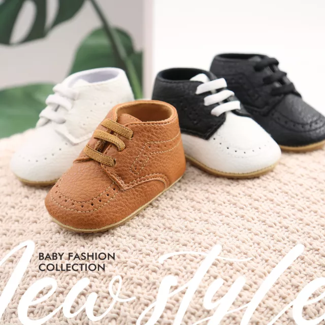 Fashion Baby Boy Pram Shoes Infant Rubber Booties Toddler PreWalker Trainer 0-18
