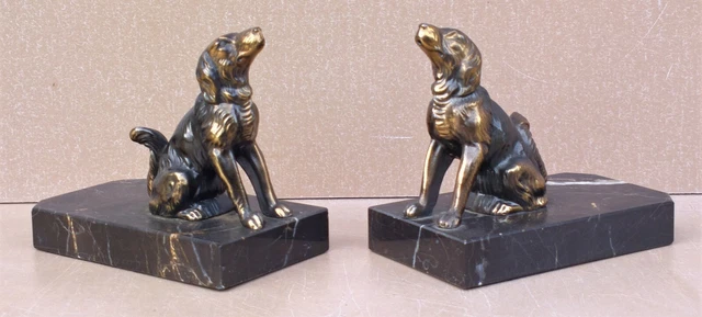 Serre-livres de style Art Déco chat et chien