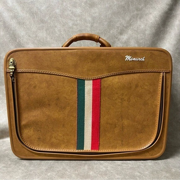 Vintage 1970's Monarch Suitcase w/Locking Key