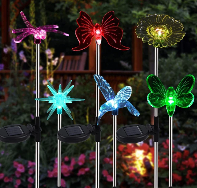 Glintoper 6Pack Solar Garden Stake Lights Outdoor,Solar Butterfly Figurine Light