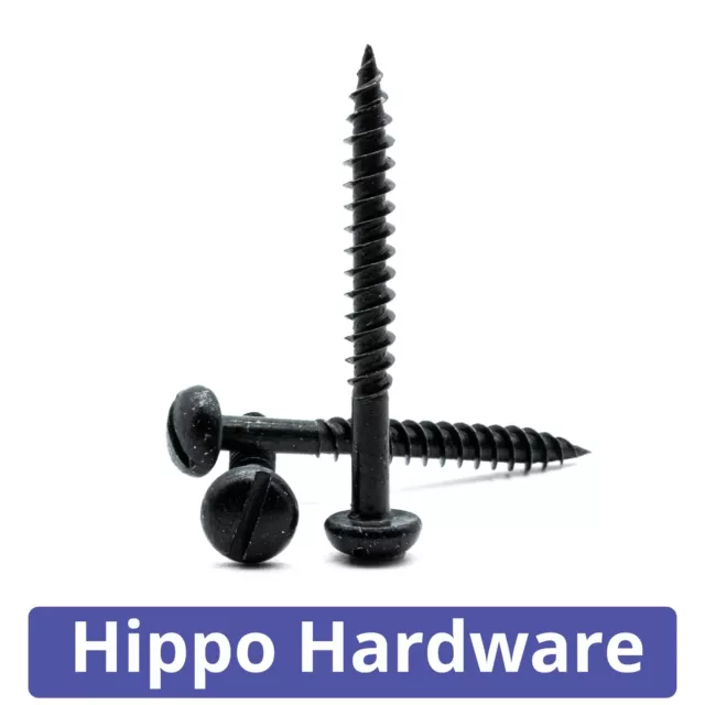 Black Japanned Slotted round Dome Slot Head Passivated Wood Screws All Sizes