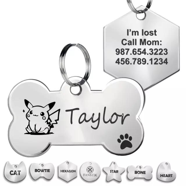 Pet ID Tag, Customized Dog Tags, Cat Tags, Hand Engraved. FANSTIK (Icon)