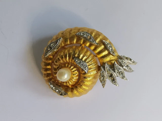 Broche Vintage Carven Paris Années 80 - Plaqué Or Et émail Noir & Blanc - Bijou élégant Occasion