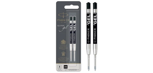 Recharges Stylo Gel Parker 0.7mm | Encre Noire QUINK | Lot De 2 | Écriture Fluide Et Précis
