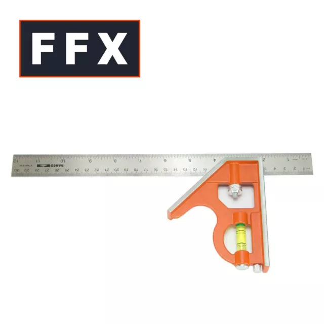 Bahco CS300 Combination Set Square 300mm 12" Metric Imperial Metal Scribe Level