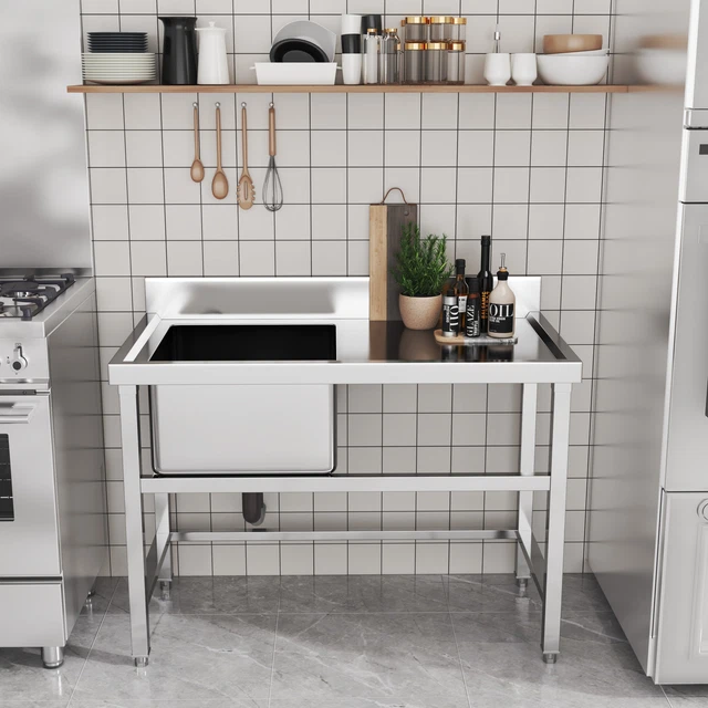 Commercial Catering Stainless Steel Sink Single Bowl Kitchen Sinks Drainer Unit