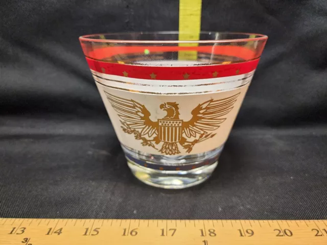 Vintage Tobacco Jar Humidor Glass Wood Patriotic American Eagle No Lid