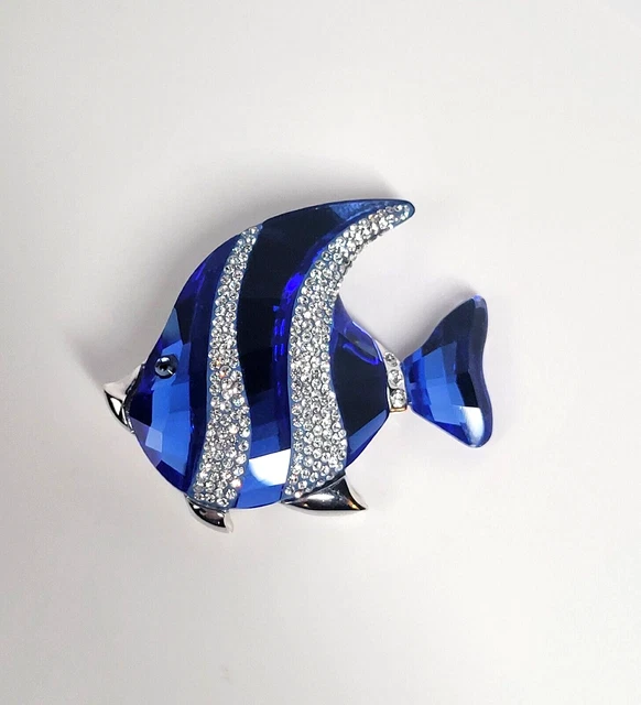 Vintage SWAROVSKI Crystal Blue Angel Fish Brooch Pin Vintage SWAROVSKI Crystal Blue Angel Fish Brooch Pin